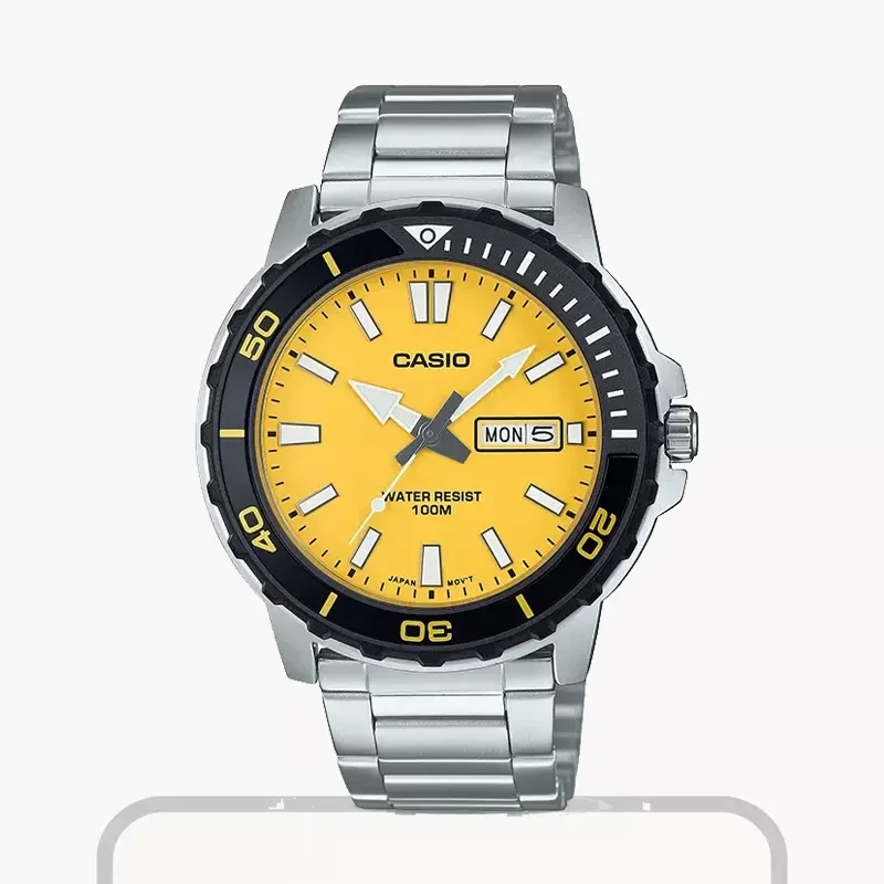 Casio Anti-reverse Bezel Yellow Dial Men's Watch | MTD-125D-9AV